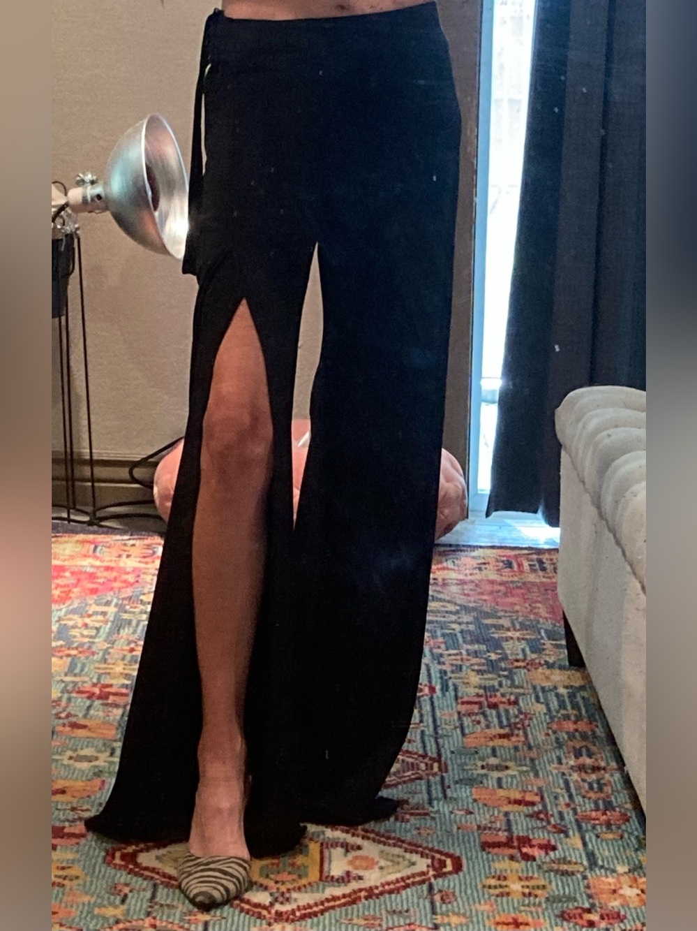 Cache Black Wide-Leg Event Pants with Slits